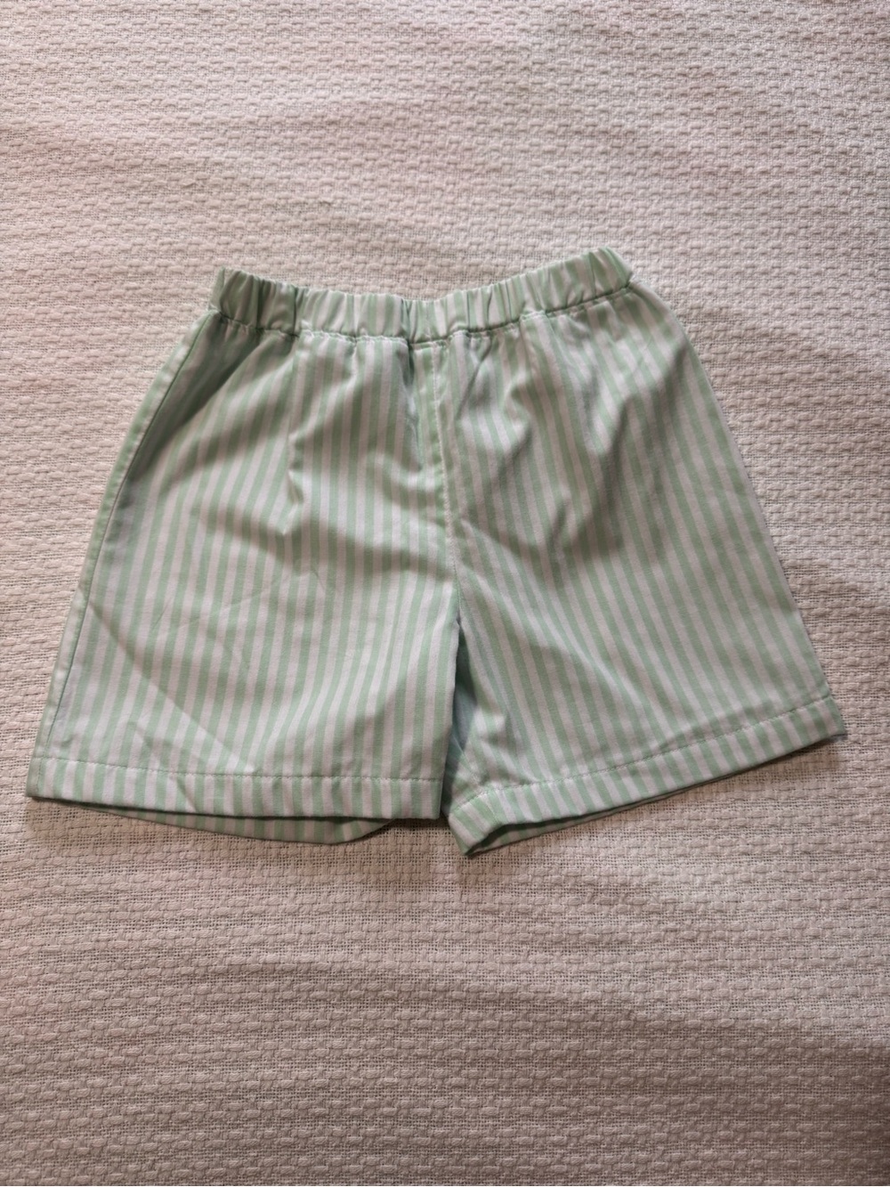 The Beaufort Bonnet Company Mint and White Striped Kids Shorts